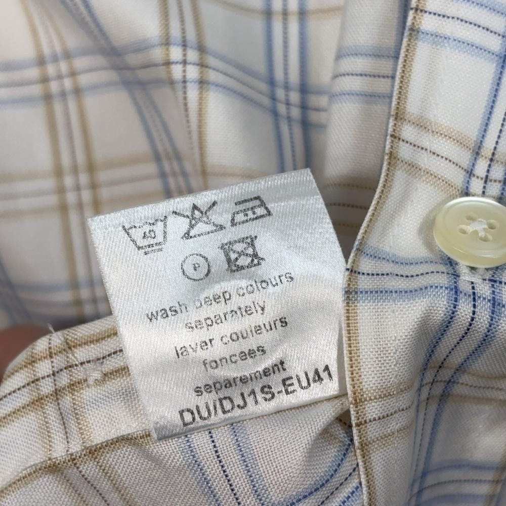 Dunhill Shirt Men's M Beige Plaid Check 100% Cotton Pocket Button Down‎ - Picture 13 of 14